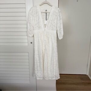 NWT- dRA Los Angeles White Sand Dollar Evelyn Midi Dress- Size Small